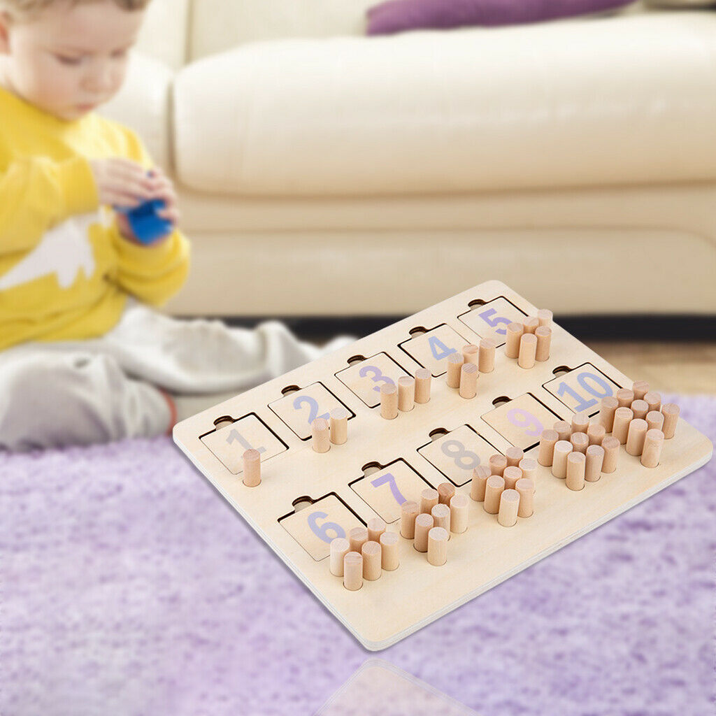 Kids Wood Montessori Math Toys Number Matching Board Teaching Material