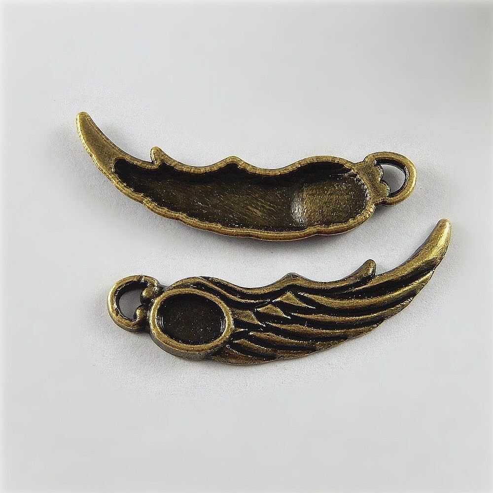 20 pcs Antiqued Bronzed Wing Charm Alloy Pendant Earring DIY Crafting 36*10*2mm