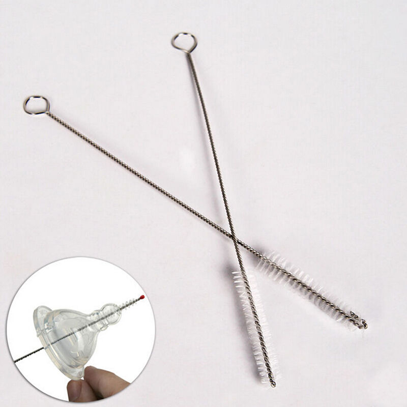 2x Stainless Steel Nylon Straw Cleaning  Cleaner Drinking Straws 17cm Brus.l8