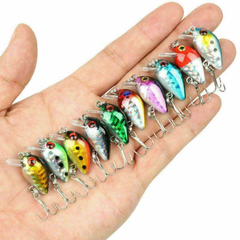 10PCs Fishing Baits Hooks Minnow Fish Lures Crank Bass Crankbaits Tackle Sinking