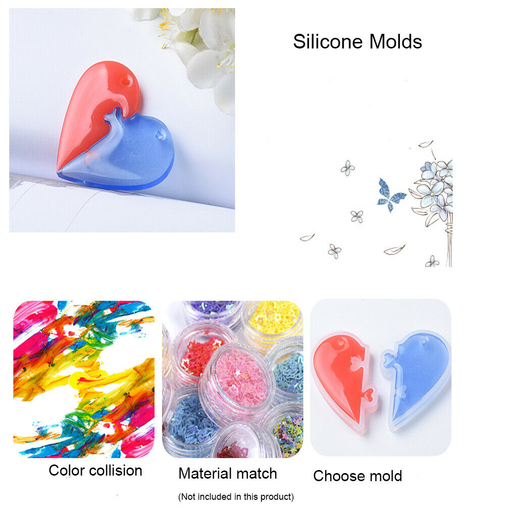 Puzzle heart pendant shape jewelry silicone mold split heart shapes, for