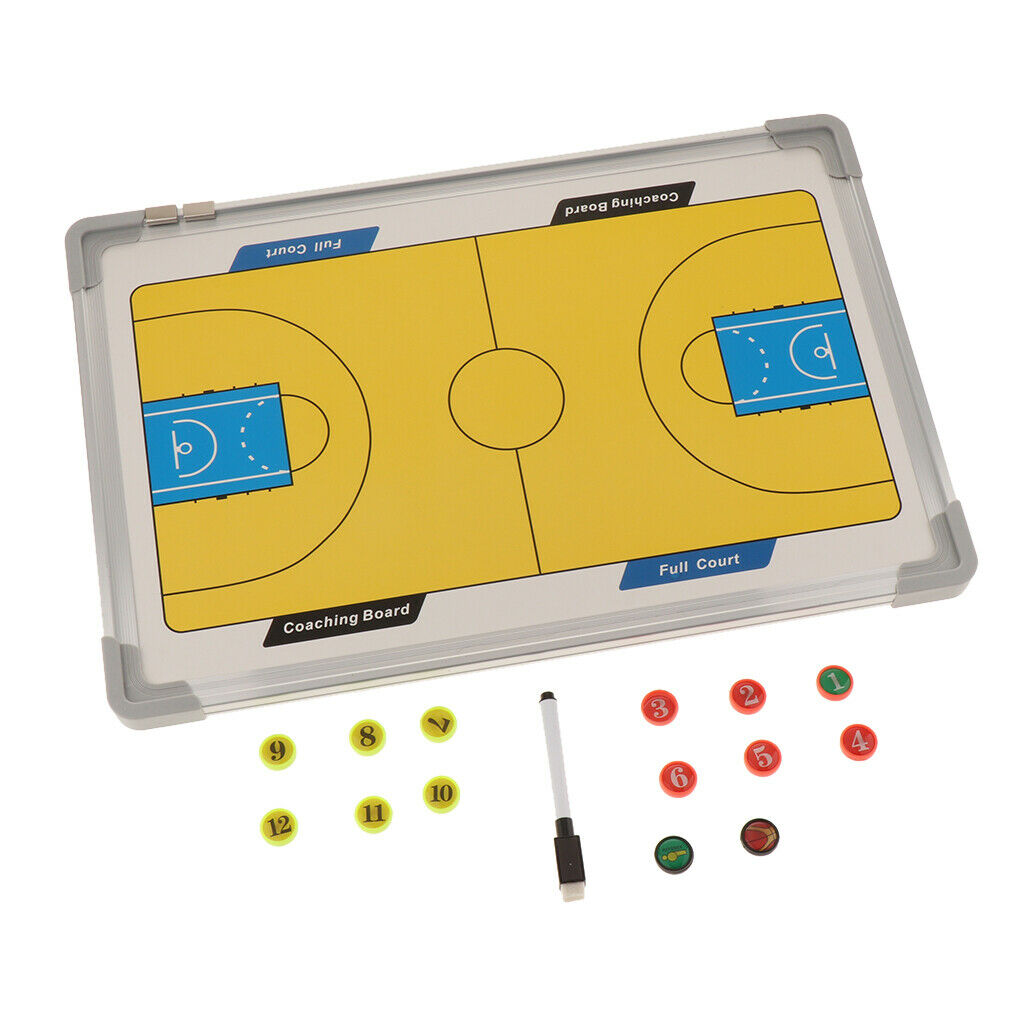 Basketball Coaching Board Magnetic Strategy Clipboard with Marker Pen