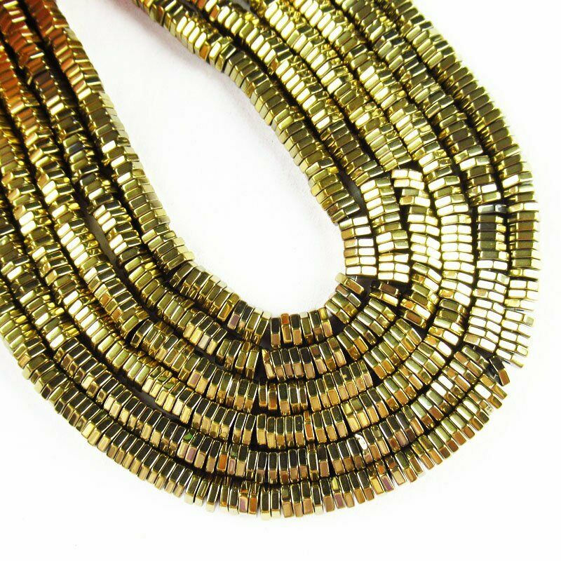 Faceted Yellow Hematite Hexagon Pendant Loose Bead 15.5 " 4x1mm 20g A-469TS