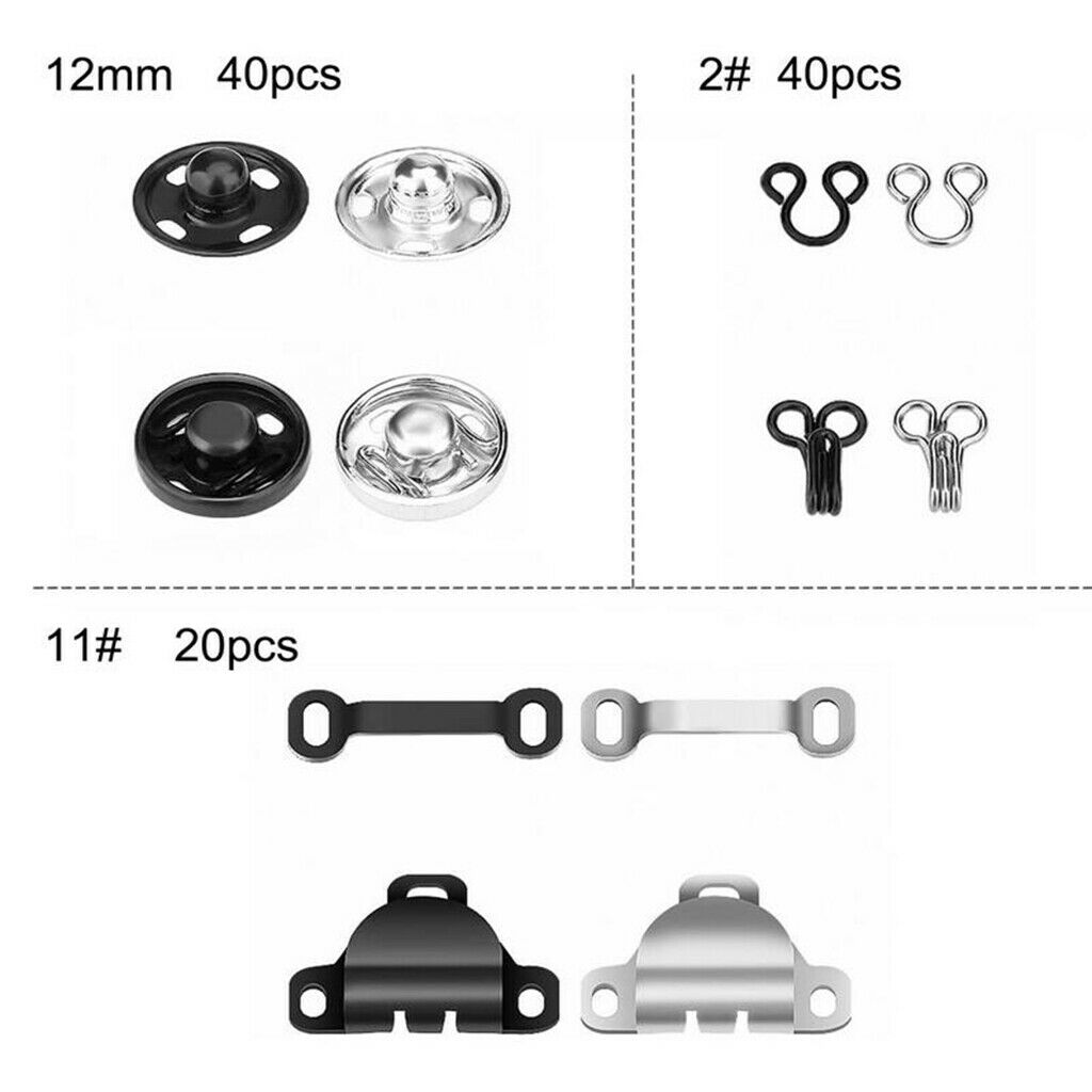 50 Pairs Skirt Hooks and Eyes Sewing Sew-on Snaps Buttons Closures for Trousers