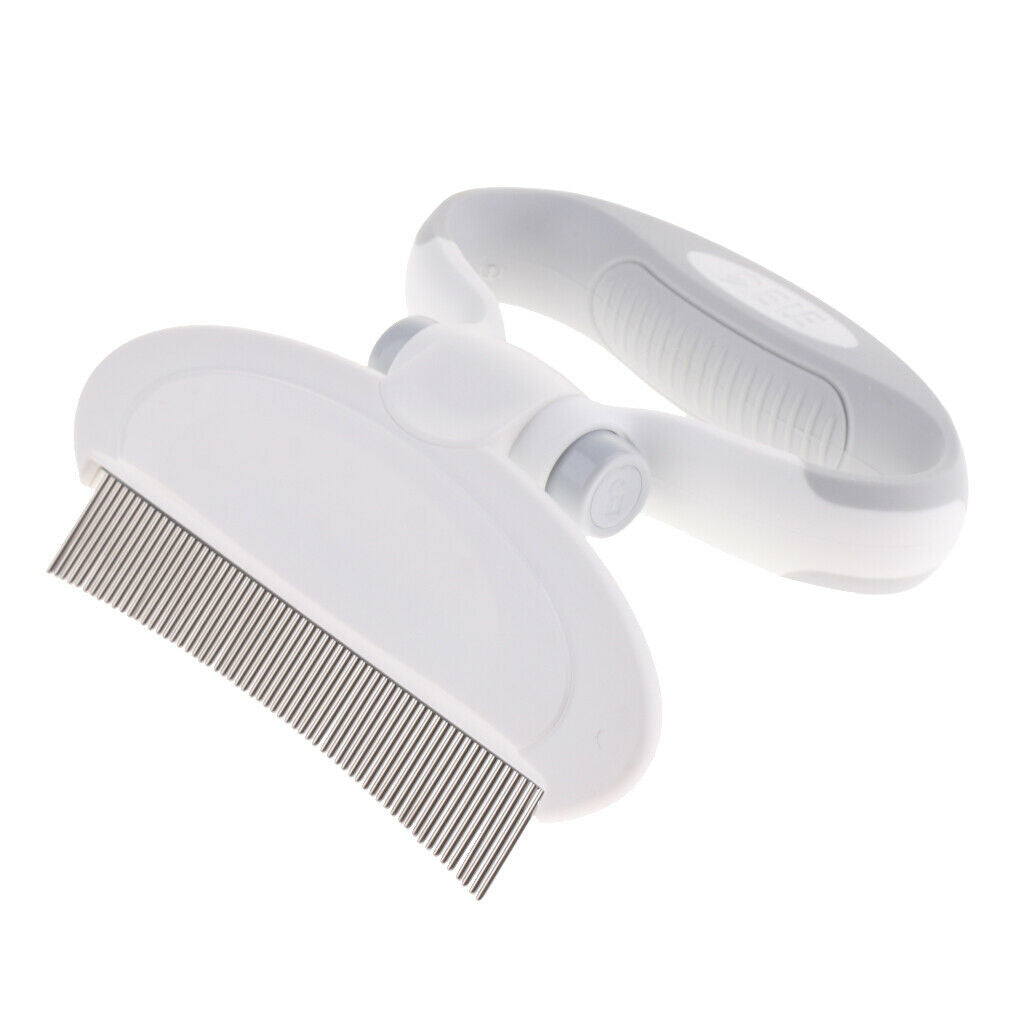 Pet Dog and Cat Grooming Rake Comb with Rotary Handle Massage Skin White