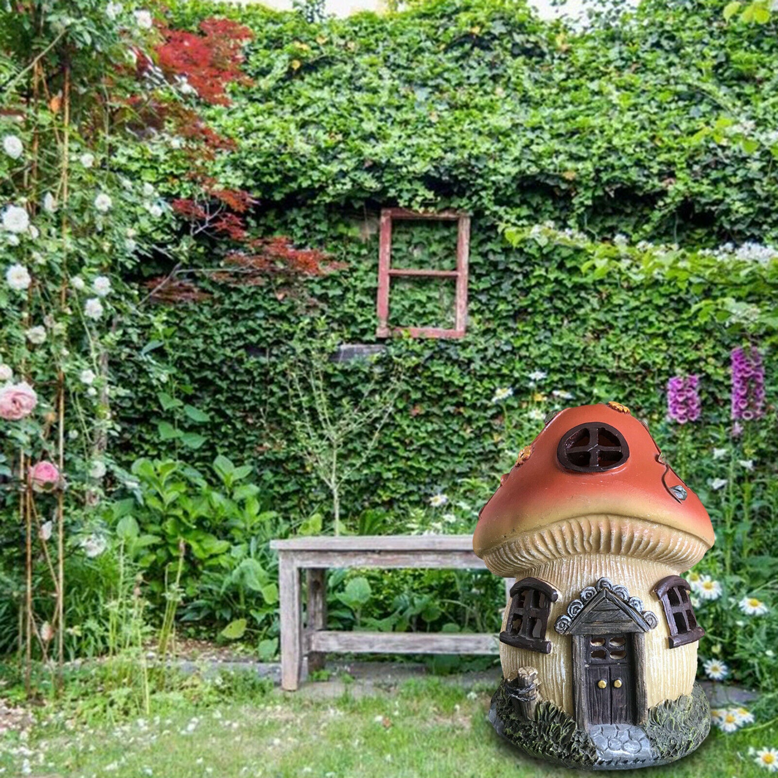 Home Mushroom Garden Outdoor Solar Powered Light Patio Decor Lighting Craft