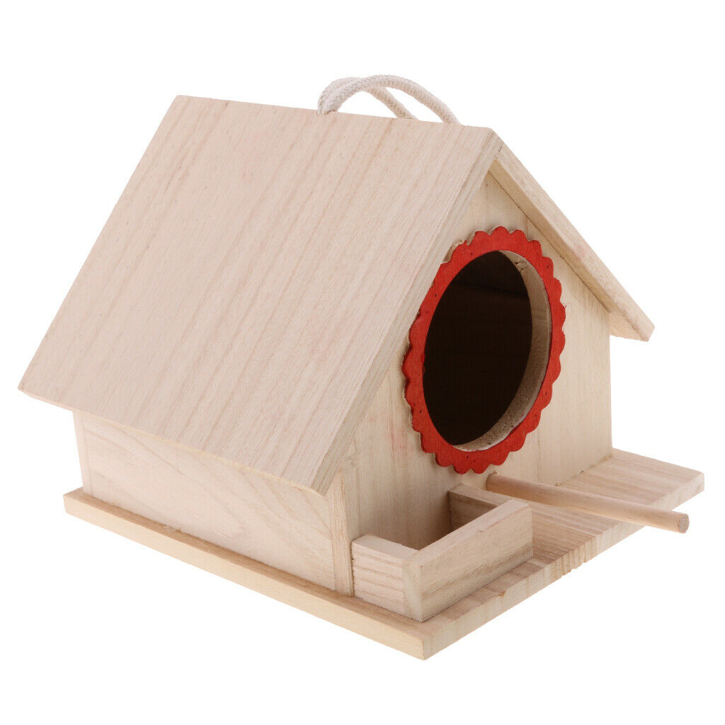Wooden Wood Hanging Free Standing Bird House Nesting Box Feeder 20x 23x 18cm