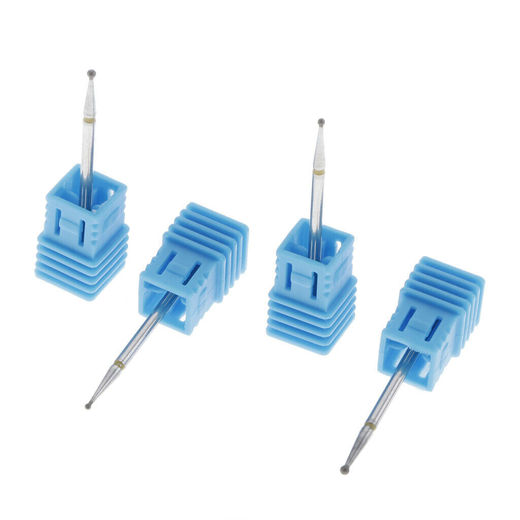 4pcs Carbide Cuticle Clean Drill Bits Smooth Top, 3/32 Shank Nail Bits for