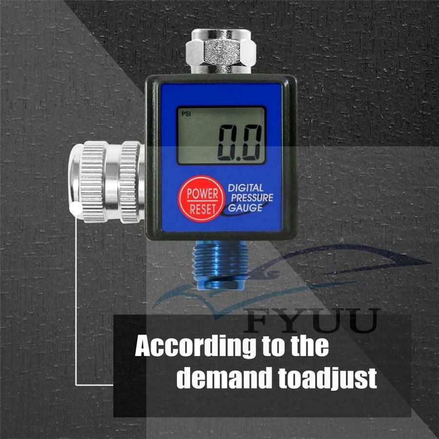 Spray Gun Digital Paint Air Pressure Regulator Gauge Water Trap Filter Tool 1/4"