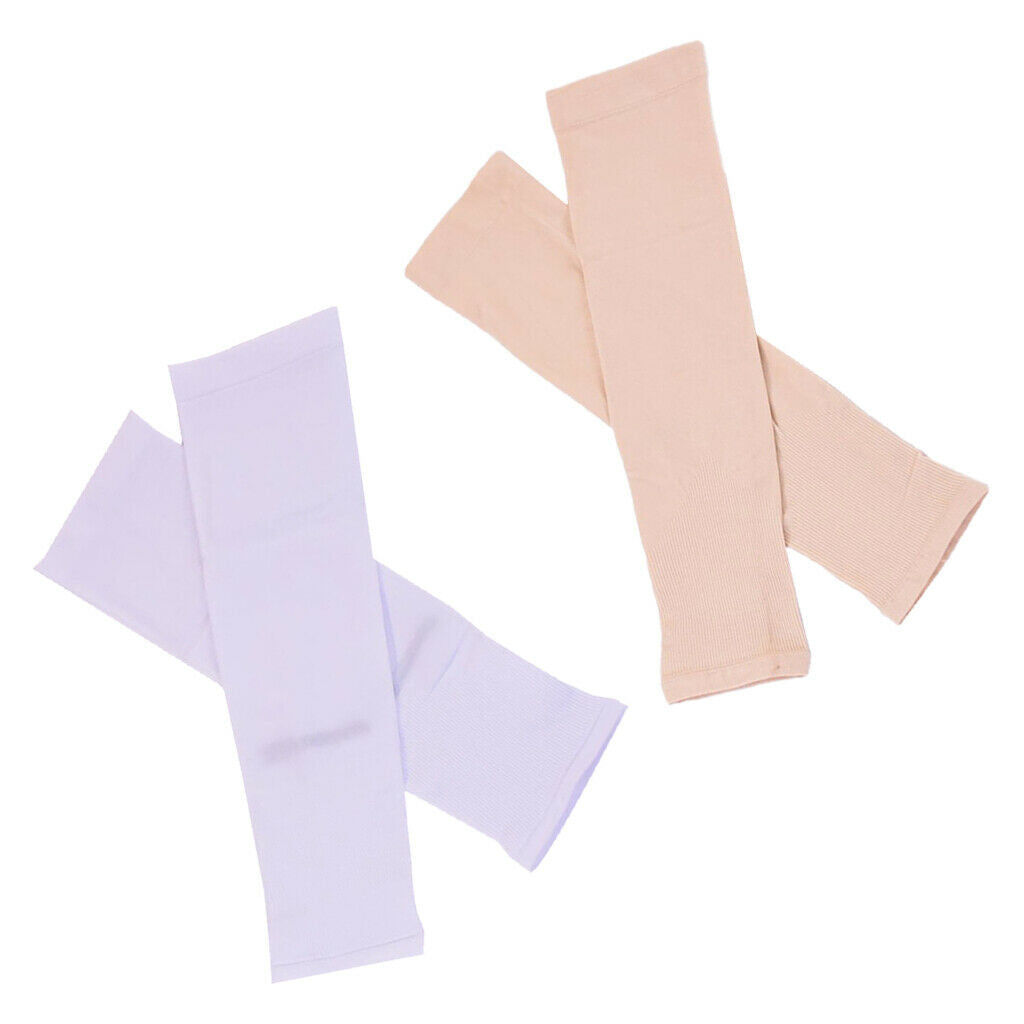 2 Pairs Outdoor Sunscreen Anti UV Extra Long Cooling Arm Fingerless Gloves