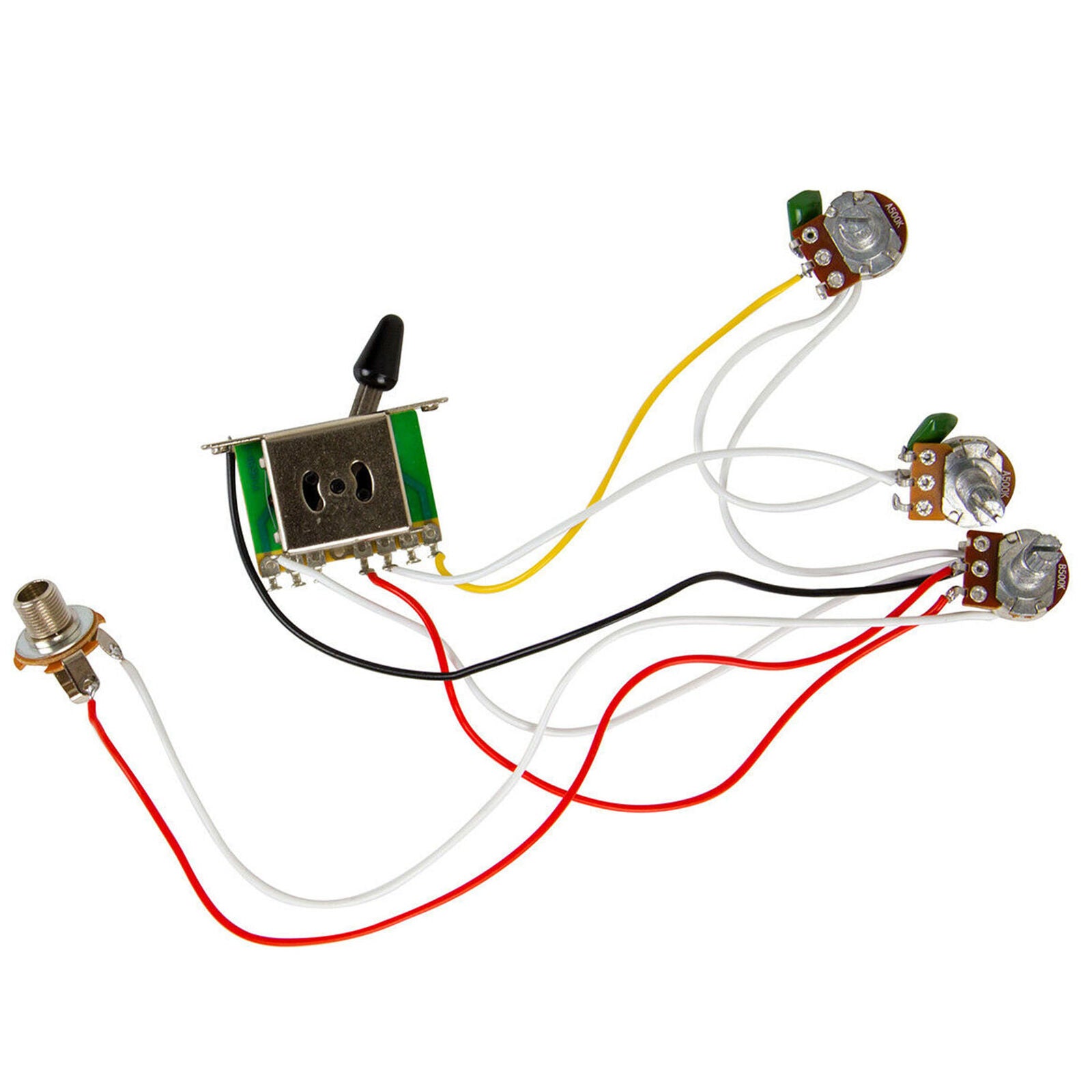 Guitar Wiring Harness Kit 5 Way Switch 1V2T 500k Pots for Fender Strat