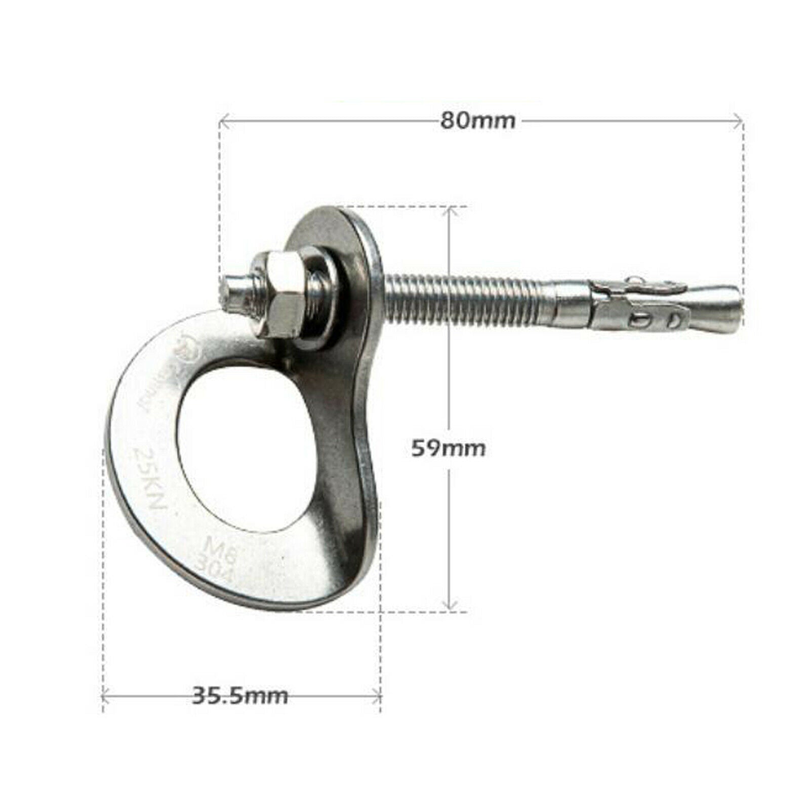 2X 25KN Stainless Steel Anchor Bolt Hanger for Belay Rigging Hanger with Screw