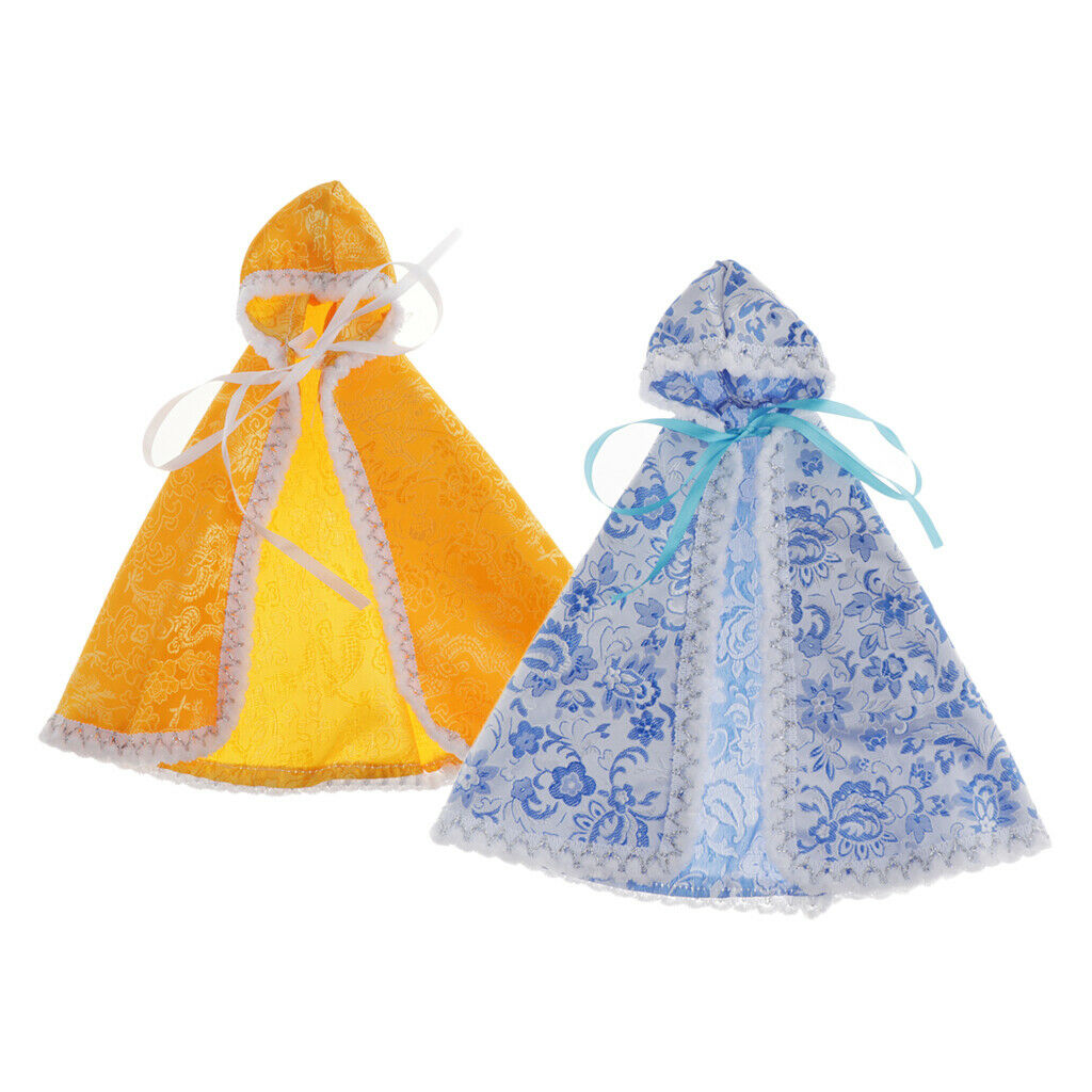 2 Packs Fashionable Cloak for 1/6 Blythe Dollfie BB Outfits Blue and Yellow