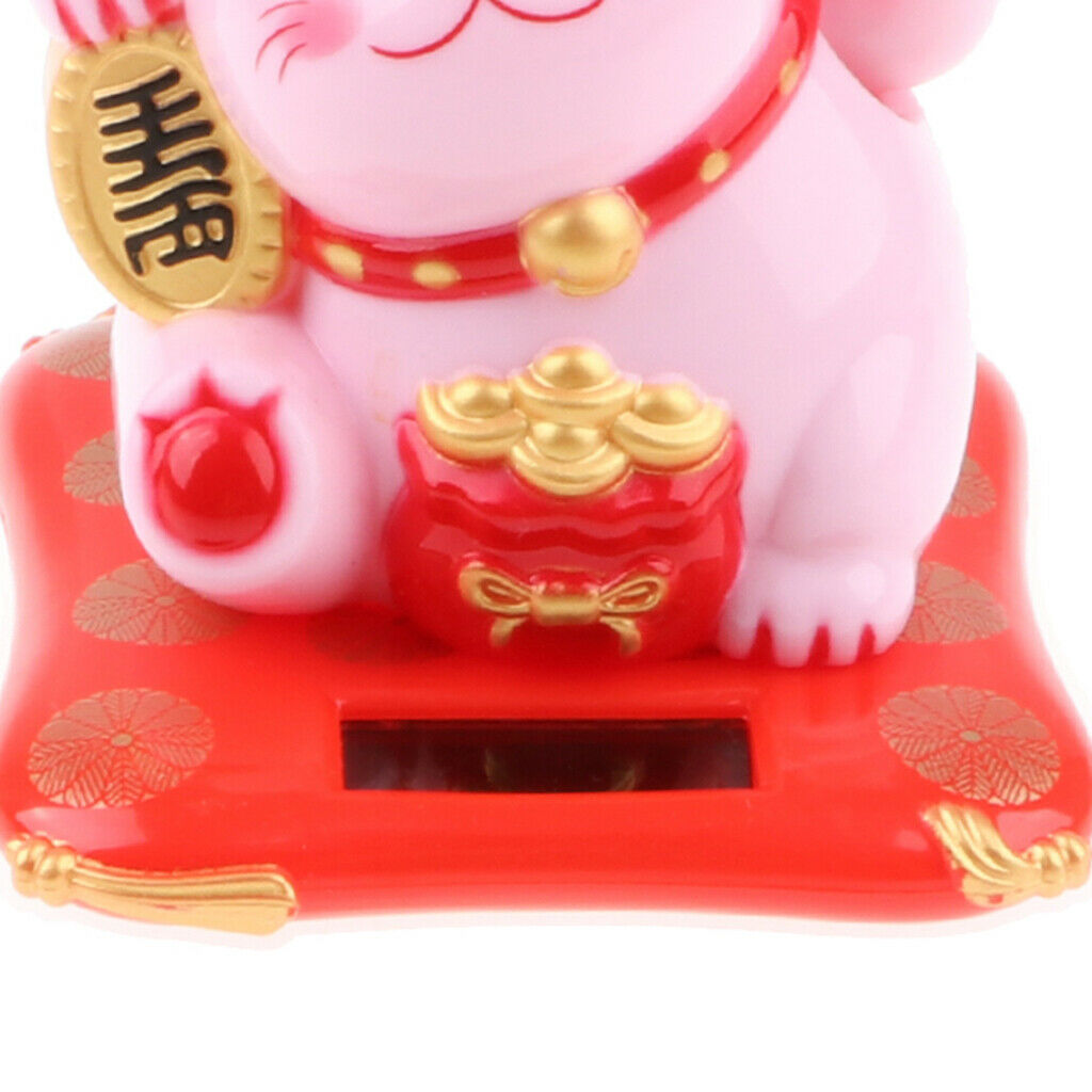 Nodding Bobbing Good Fortune Solar Cat with Shaking Hands for Attracting Wealth