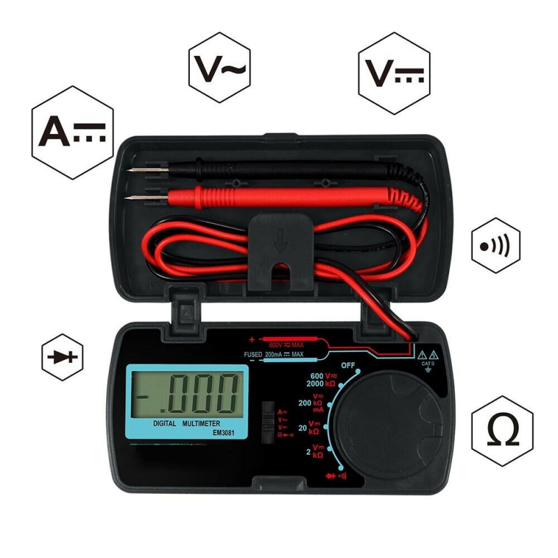 Multifunction Tester Mini Pocket Digital Ohm Digital Multimeter Ampere Voltmeter