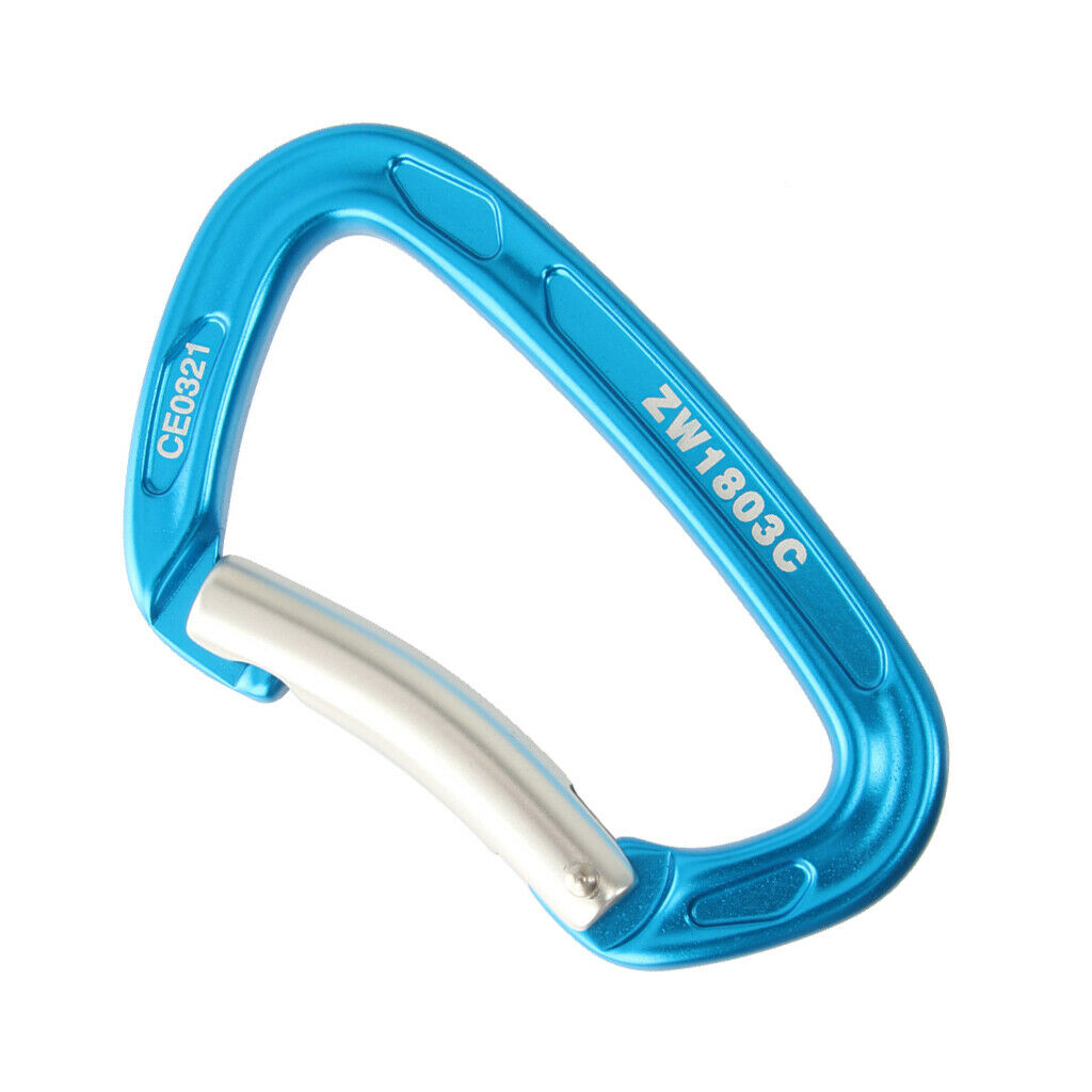 Outdoor Mountaineering Climbing Aluminum Bent Gate Carabiner 24KN - Blue