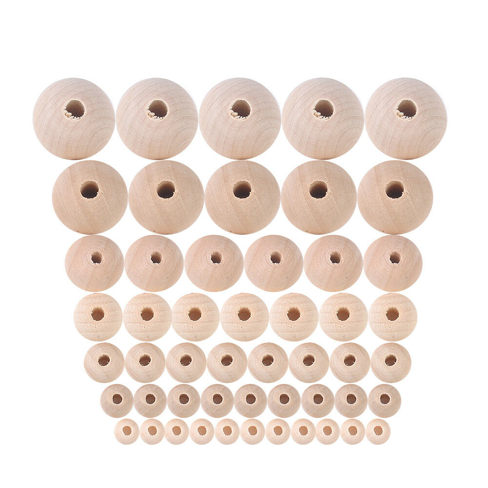 50pcs Unpainted Natural Unfinished Wood Beads Round Spacer Wooden Bead 14mm