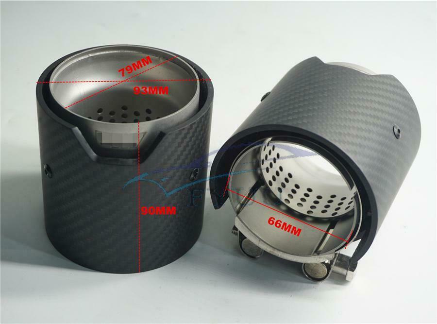 1xMatte Black Carbon Fiber Car Exhaust Tip Pipe 66mm Inlet 93mm Outlet For BMW M