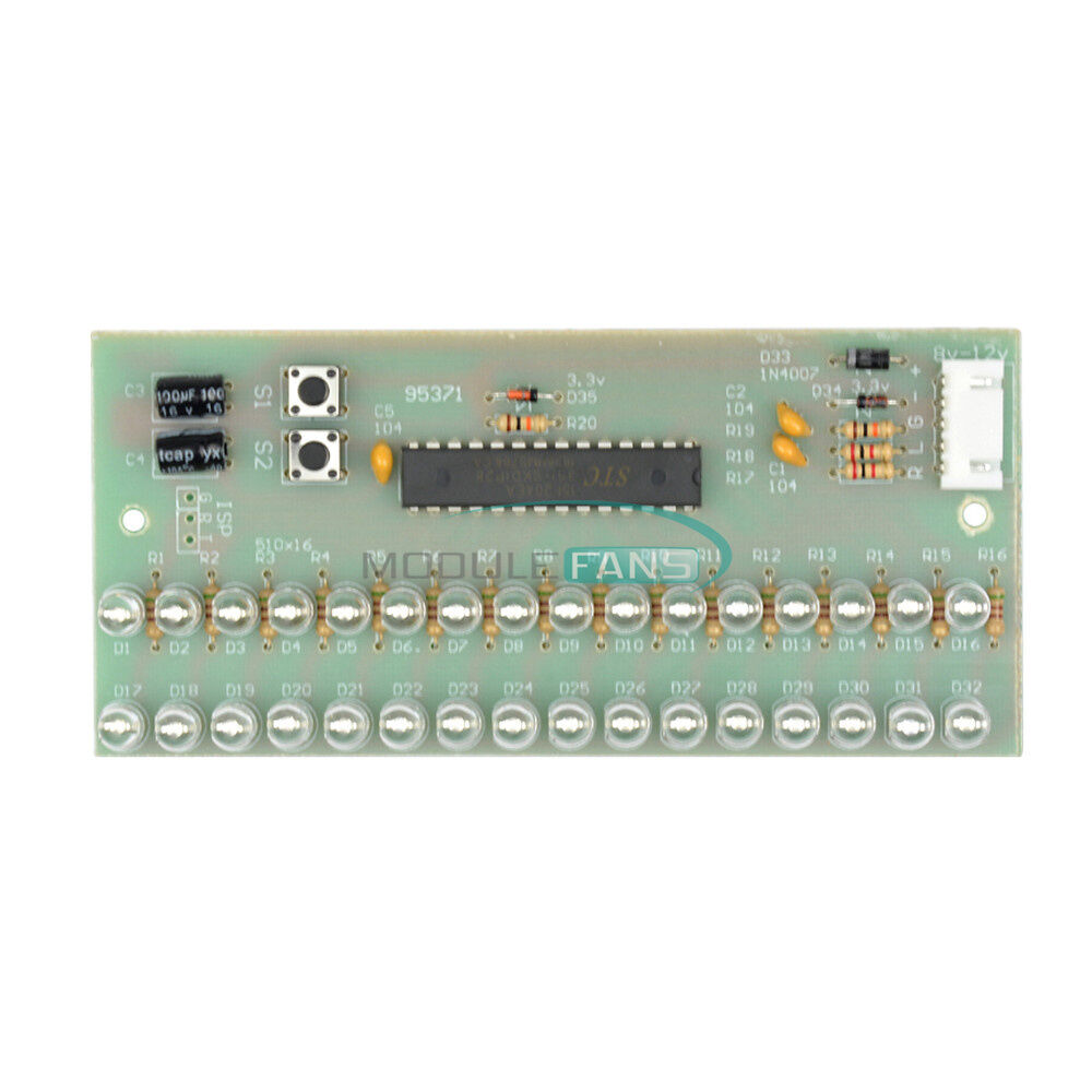 Adjustable Display Pattern  VU Meter Level Indicator 16 LED Dual Channel Green