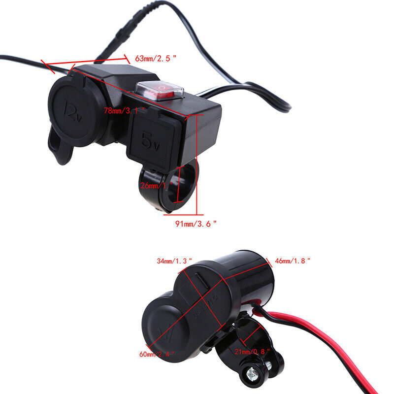 12V Outlet Waterproof Power Dual Socket Car Motorcycle Cigarette Lighter Plug US
