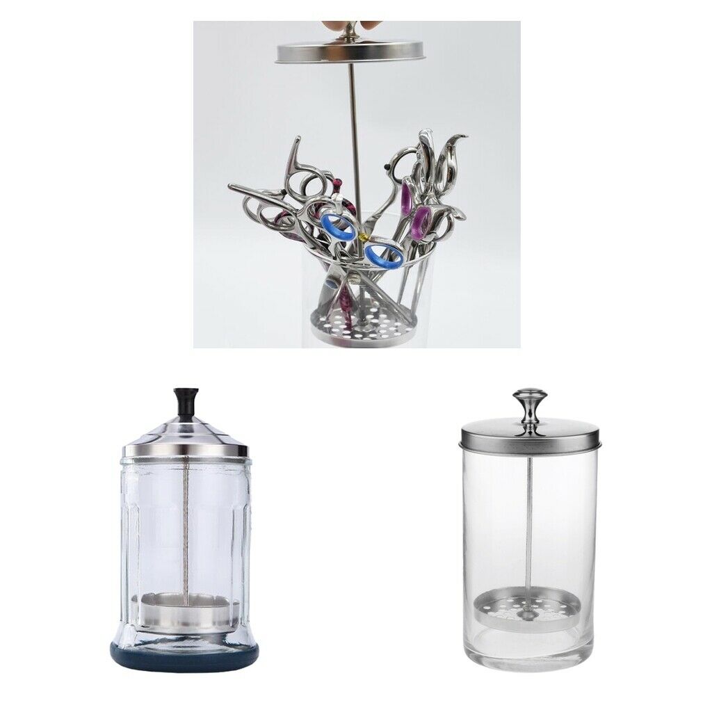 Set of 2 Disinfectant Jar Sanitizer Jar for Barber Salon Nipper Manicure S
