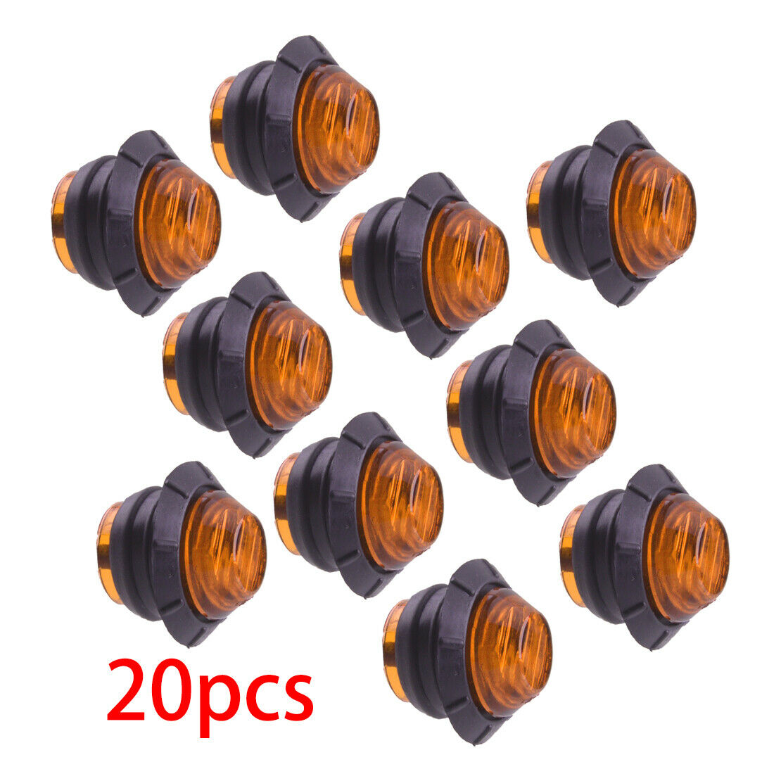 20pcs 12V 3/4" LED Bullet Side Marker Lights for Truck Trailer Bus Caravans
