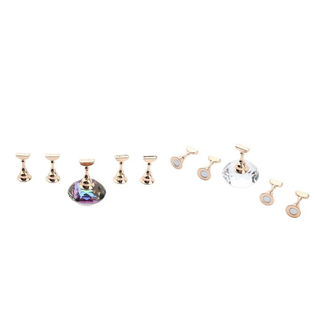 10Pcs Women Nail Tips Stand Magnetic Nail Art Display for Salon DIY Practice