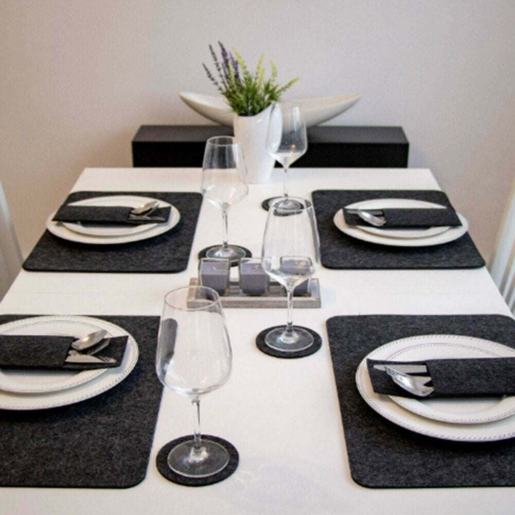 18pcs/set Felt Coaster Dining Table Protector Pad Heat Resistant Placemat @