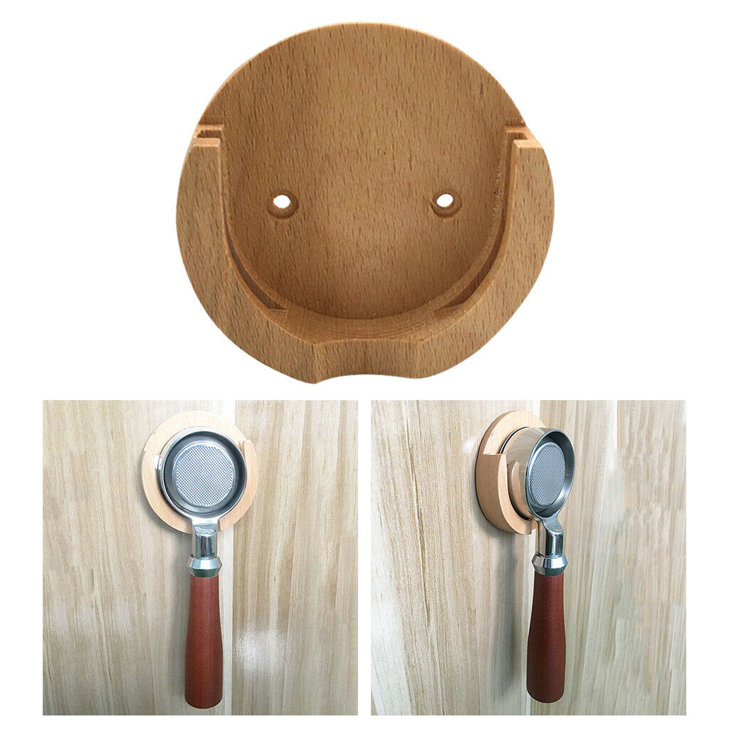 Wooden Espresso Coffee Portafilter Wall Rack Holder Organizer Coffee Tool