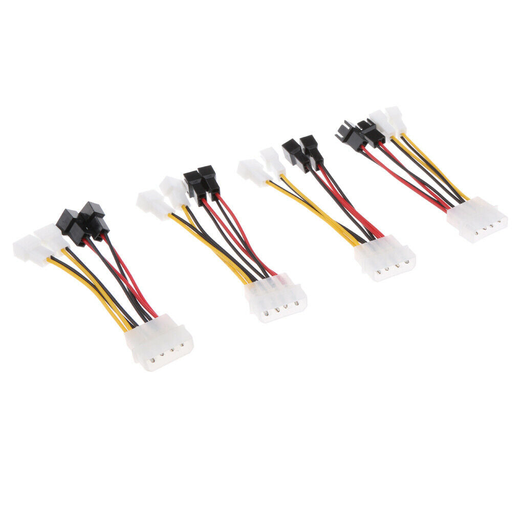 4pieces 4-Pin  to 4x 3-Pin 5V & 12V Fan Power Connectors Adapter Cable