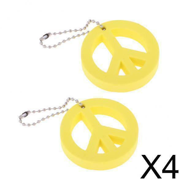 4X 2 Pieces Round Buoy EVA Floating Keychain Keyring Yachting Key Float Yellow