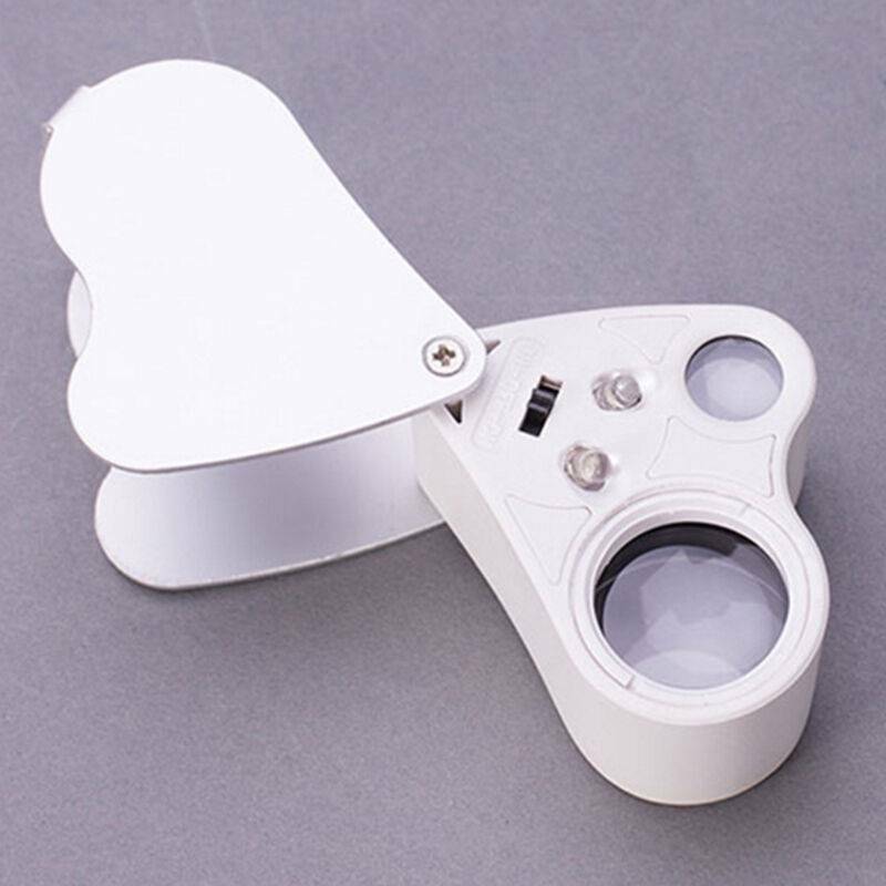 New 30X 60X 2in1 Glass Magnifying Magnifier Jewelry Loupe Loop W/ LED Lights