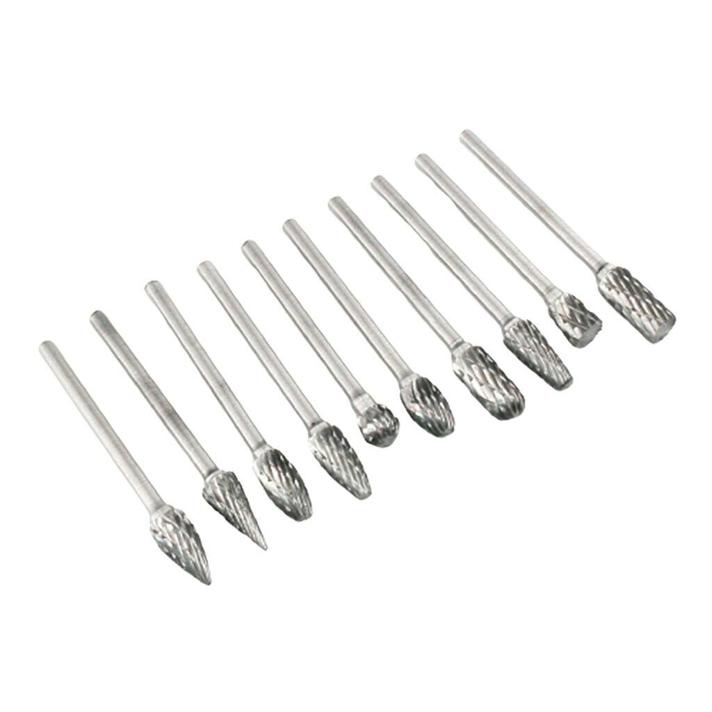 10 Packs 3x6mm Carbide Rotary Die Grinder Burr Drilling Carving Tool Set