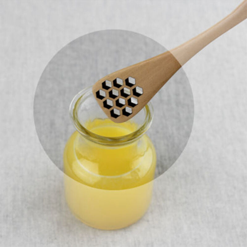 Bionic Natural Wood Honey Dipper Server Mixing Stick Spoon Hea.l8