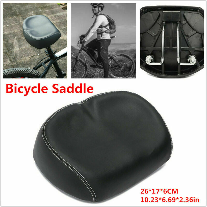 Bicycle Ride Breathable Comfort Elastic Bike MTB Saddle Wide Big Seat Pad Black