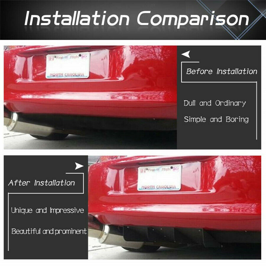 Black Shark Fin Rear Bumper Diffuser Valance Lip-Painted ABS Plastic For Dodge