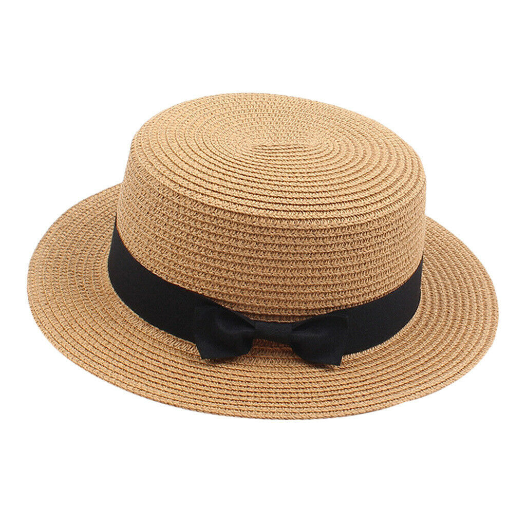 Church Bow Fedora Hat Wide Brim Sun Hat Sun Protection Outdoor Light Brown
