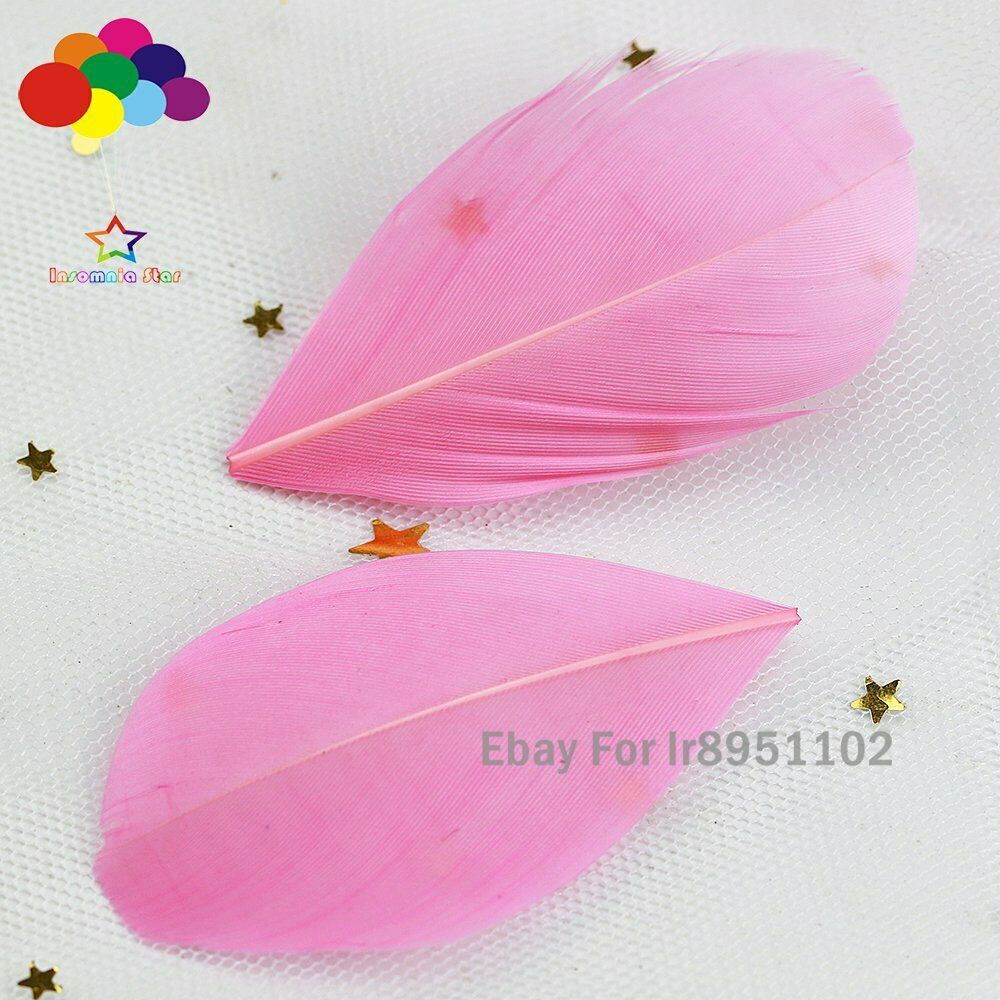 100pcs /lot Pale Pink Macaron Series Turkey Swan Feathers loose round Plumes