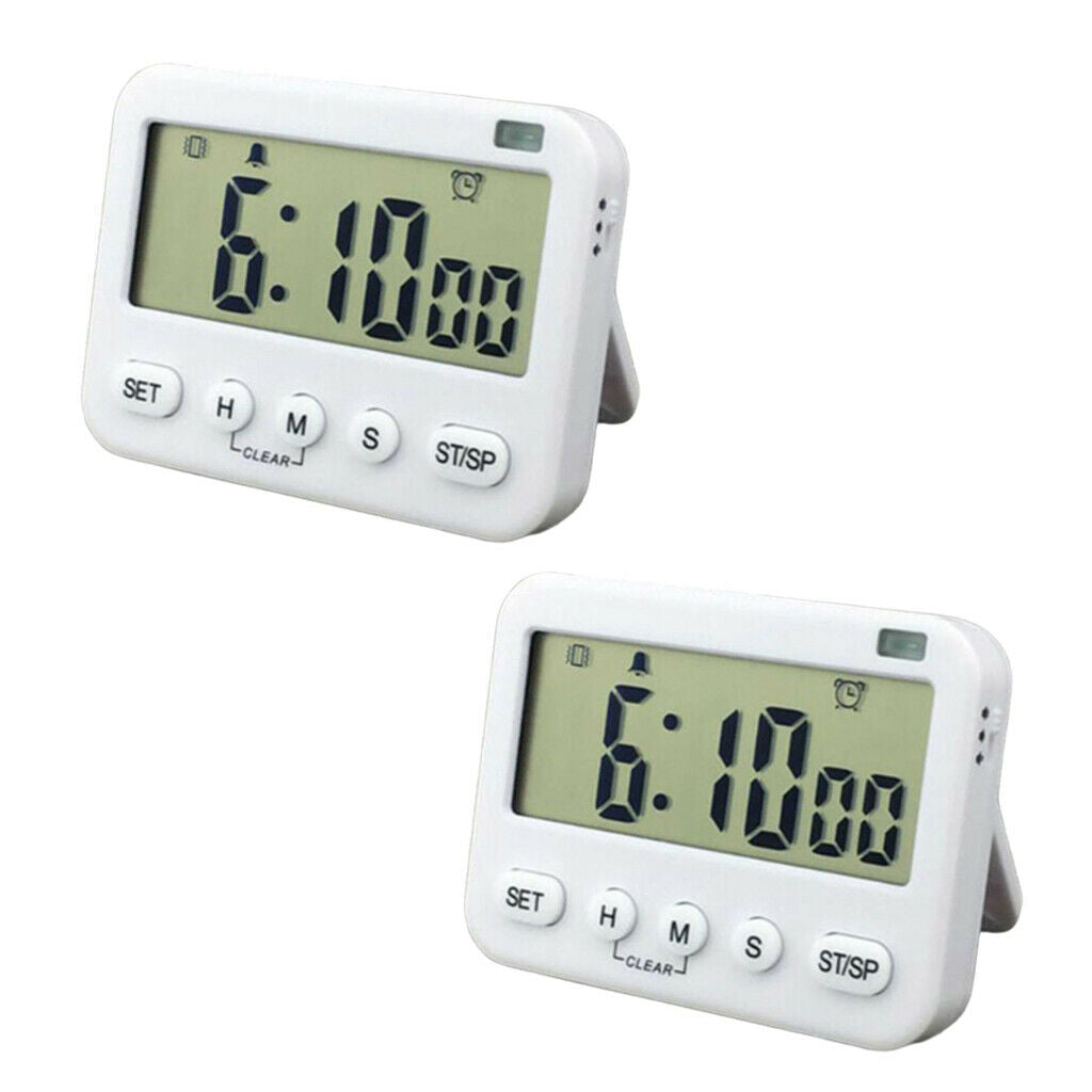 2pcs Digital Alarm Clock Vibration Countdown Timer for Kitchen Travel Baking