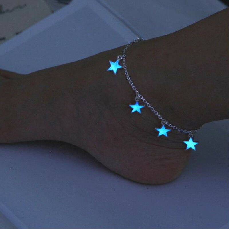 Luminous Glow In The Dark Star Chain Anklet Ankle Bracelet Barefoot Foot Jewelry