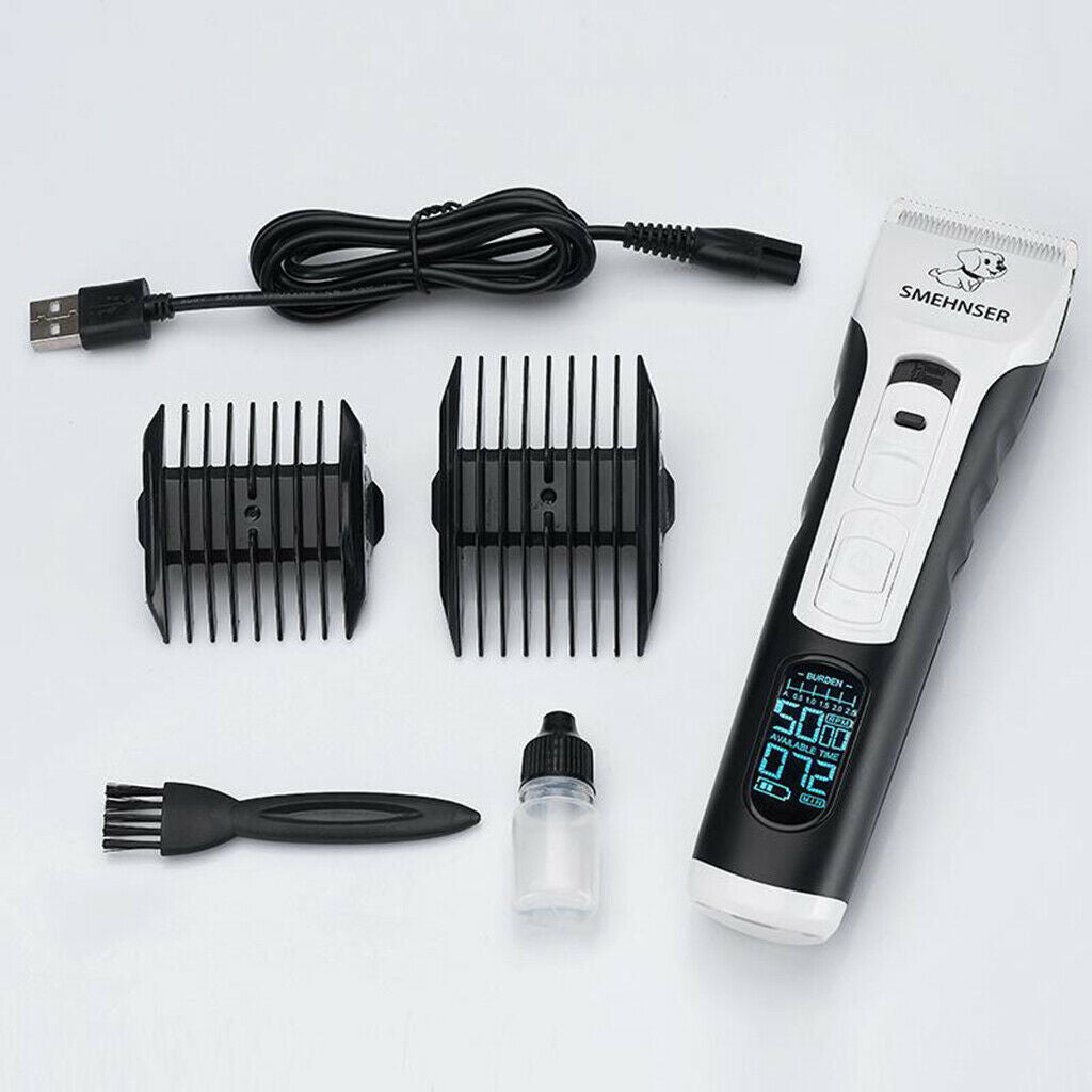 Cordless Electric Pet Clippers USB Shaver Animal Trimmer Guide Comb Tools