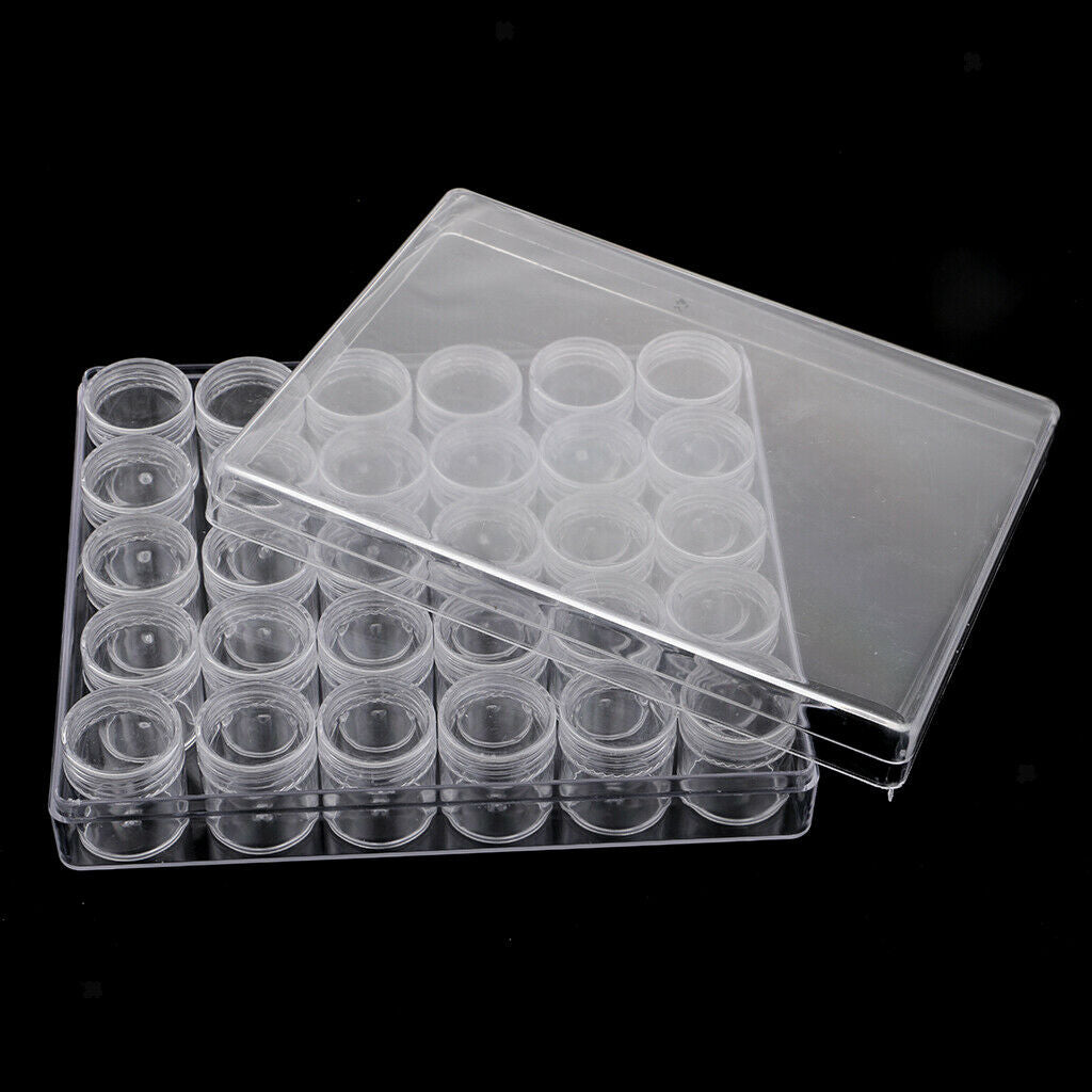 30 Slots Clear Jewelry Beads Container Makeup Cosmetic Organizer Storage Box