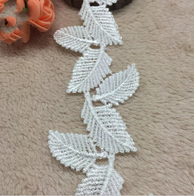 5 Yards White Leaves lace Wedding Dresses decoration DIY sewing accessories