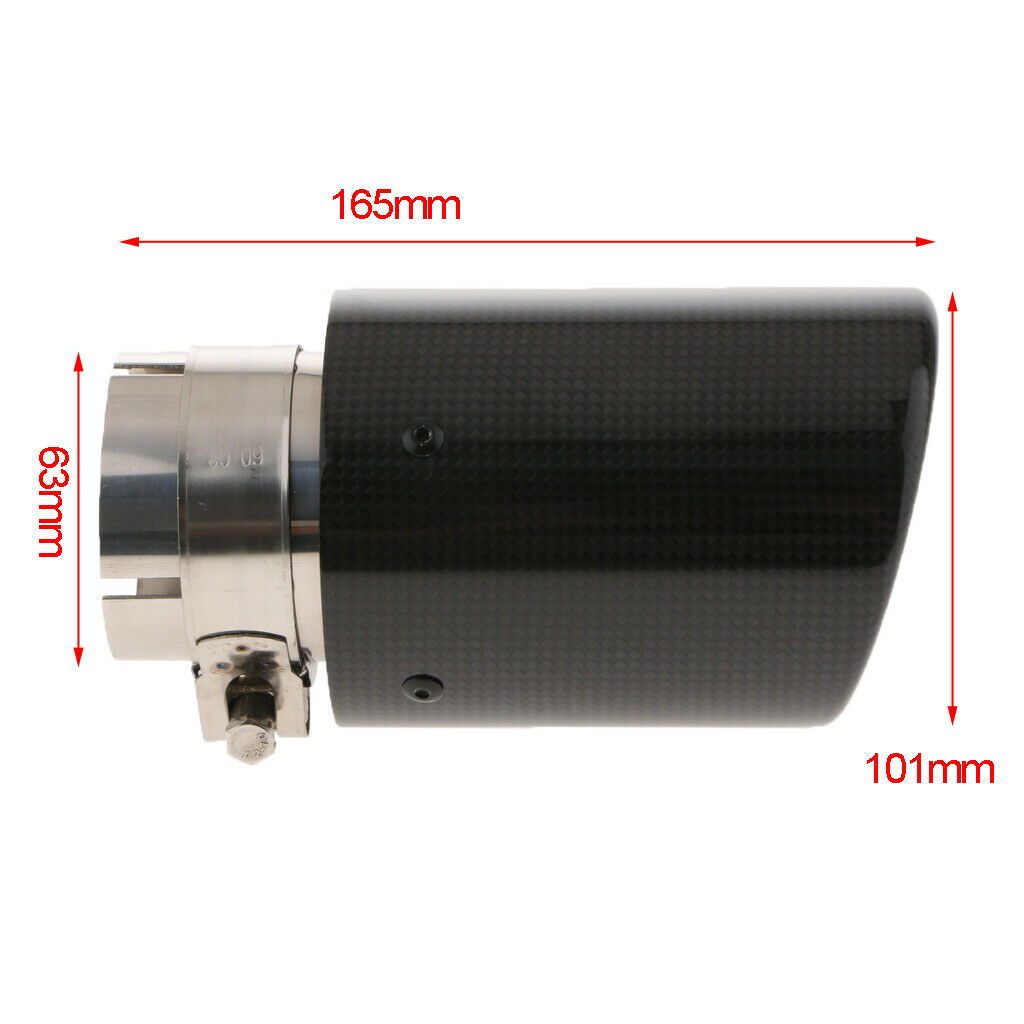 Black Carbon Fiber Car Rear Exhaust Muffler End Tail Pipe Tip 63mm Inlet