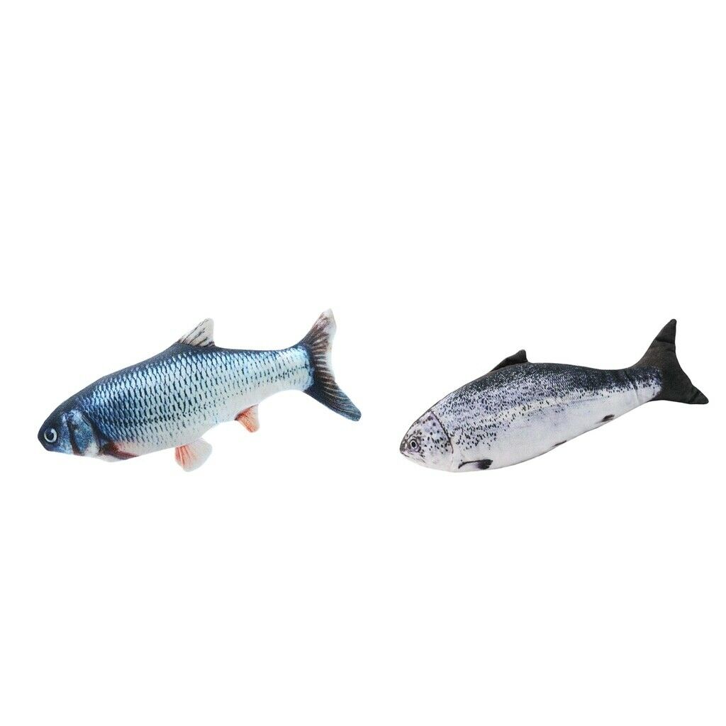 2Pieces Cat Kitty Electric Moving Fish Toys Funny Cat Chew Kicker For Cat