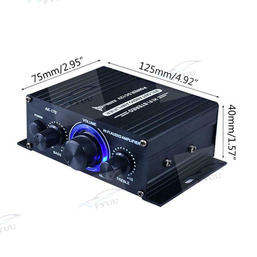 400W DC12V Dual Channel Mini HIFI AUX Power Amplifier with blue LED light