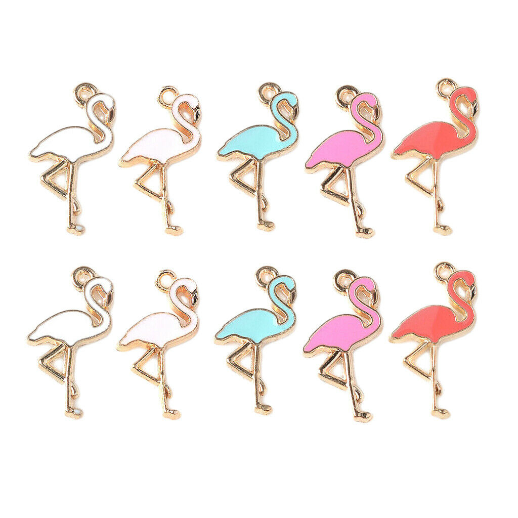 10pcs DIY Earring Making Charms Flamingo Pendants Jewellery Making Finding