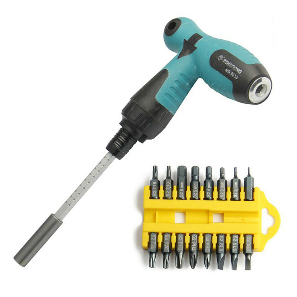 17Pcs Ratcheting Screwdriver Socket Bit Holder Nutdriver Hand Repair Tools