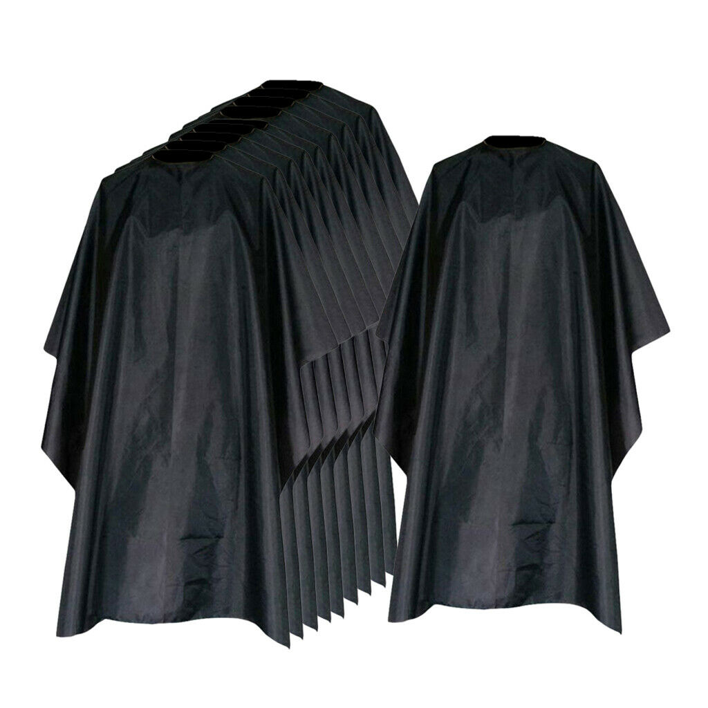 10Pcs Waterproof Salon Styling Capes Barber Shop Hair Dyeing Perm Gown Black