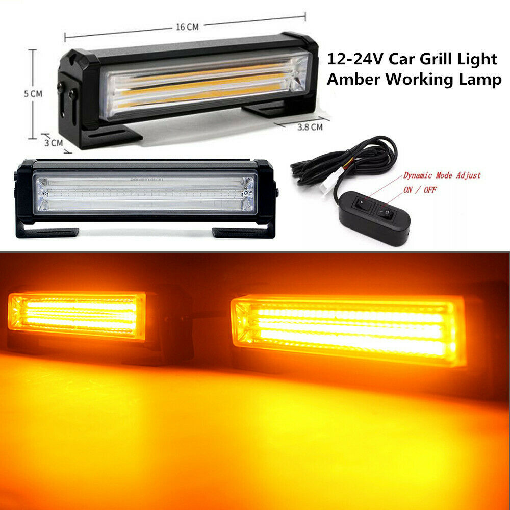12-24V Car Grill Light SUV Working Lamp Daylight Truck Amber Lighting Aluminum